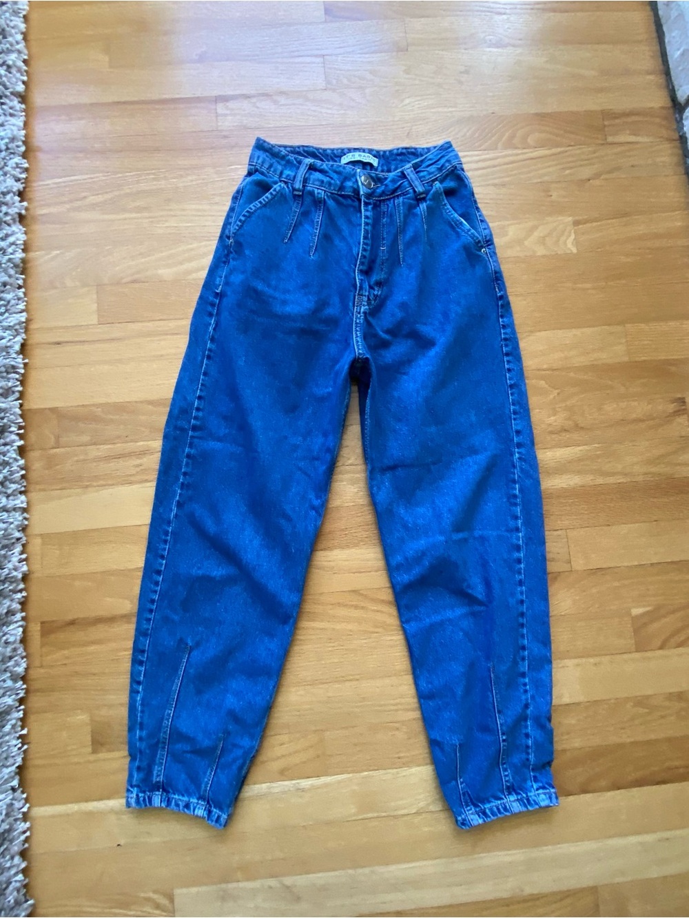 High-Rise Ankle Crop Jeans in Deep Blue